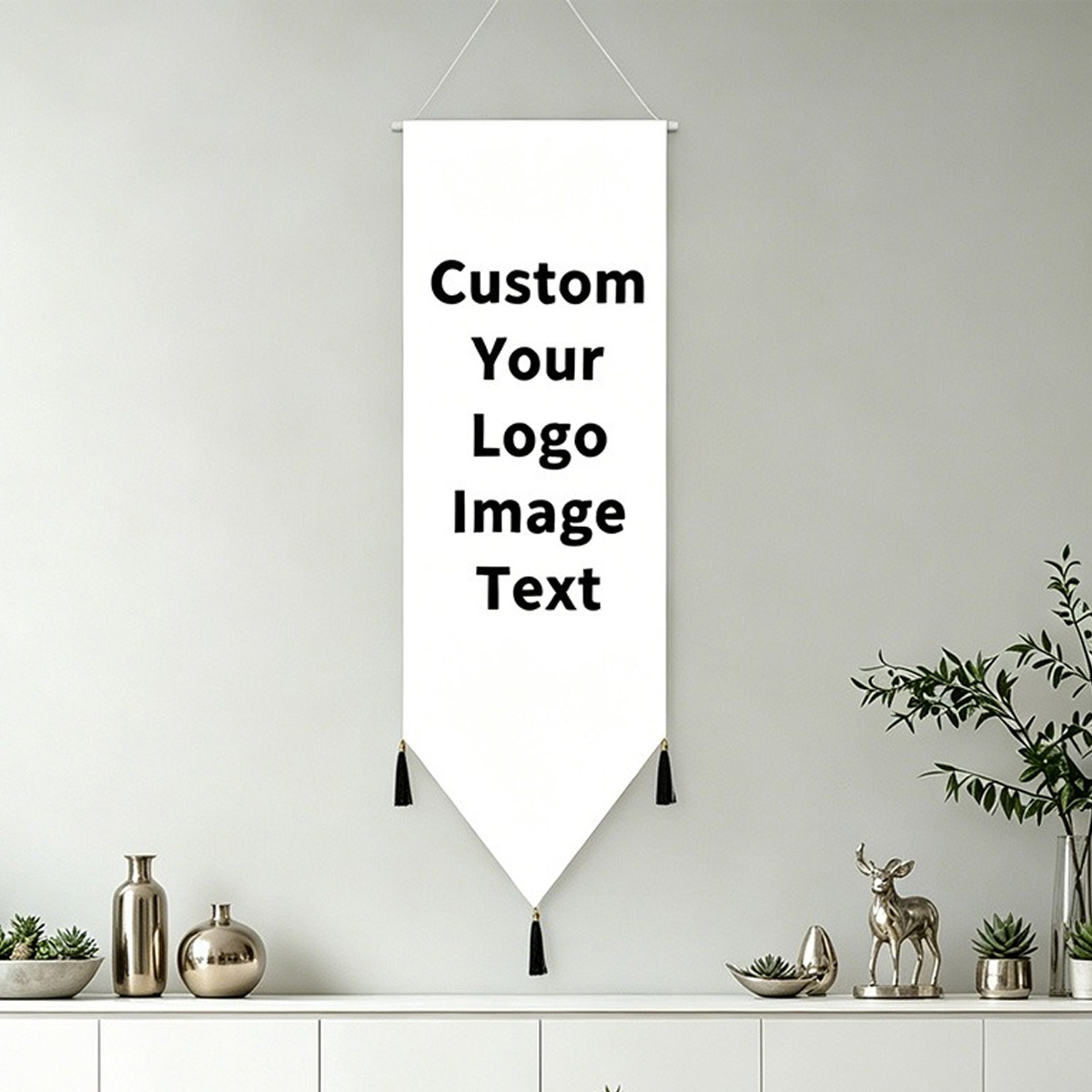 Home Textiles Images - 2Dフラット1枚入りカスタム耐久性ポリエステル製吊り下げ装飾タッセル付き、あなたのイメージとデザインでカスタム、家の部屋の装飾に最適