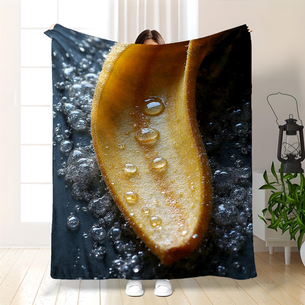 Home Textiles Images - バナナの自然なマクロ画像 オールシーズンに適したフランネルプリントブランケット リビングルーム、オフィス、ソファ、旅行に適しています