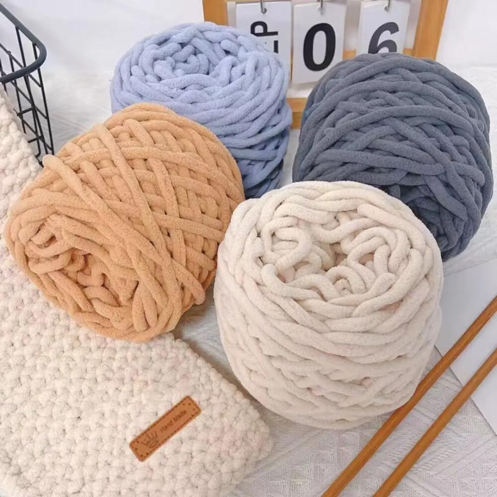 Wool Blanket Herringbone - 1個100gシェニール編み糸 ソフトアイスストリップライン コットン糸 DIYウール糸 手編みブランケットスカーフ 厚い糸