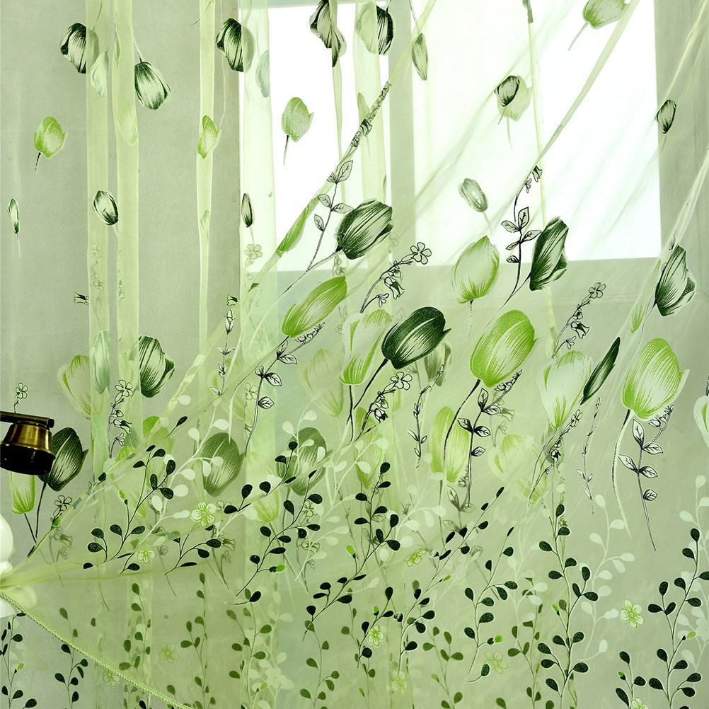 Curtain Sheer Voile - 100×200cm ボイルカーテン ドアウェイ シアー デリケートな質感 プリント柄
