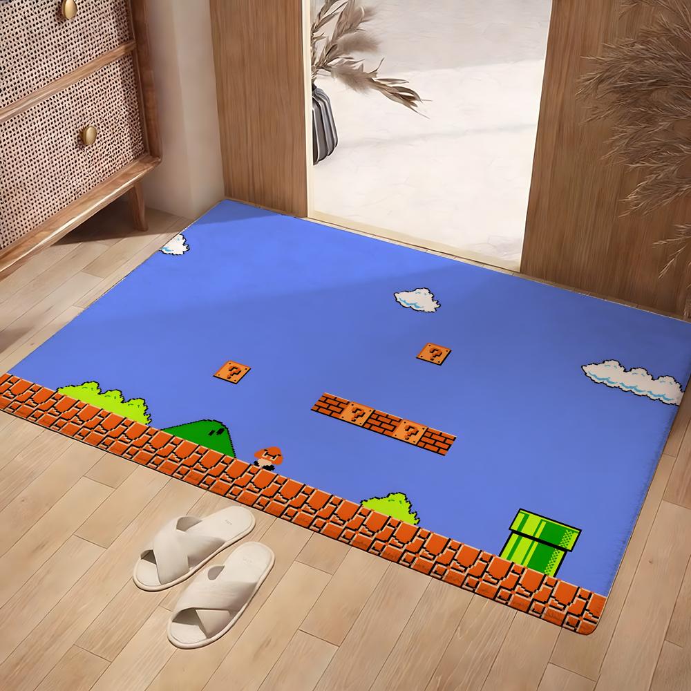 Home Textiles Images - アニメピクセル画像フロアマットソフトフランネルラグノンスリップ吸収性マット浴室寝室家の装飾用