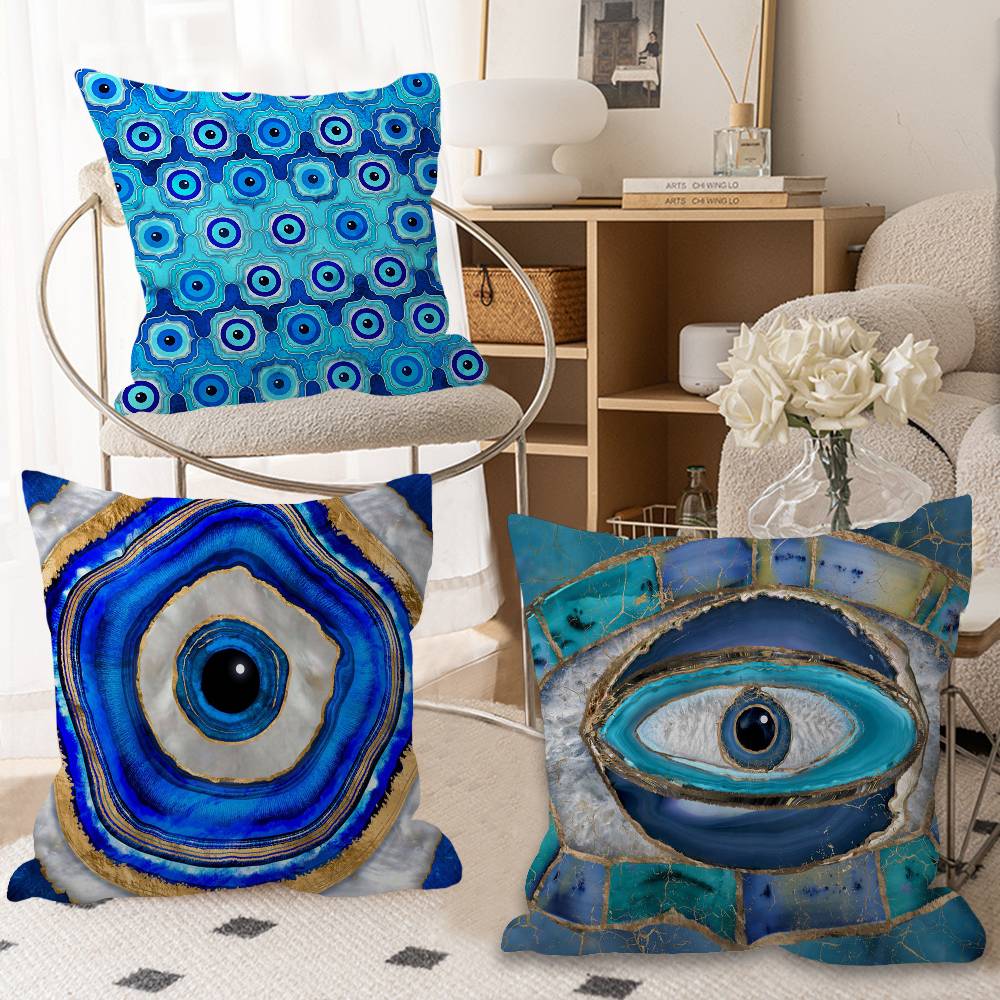 トルコブルーハート邪眼クッションカバーインチファームハウス装 - Home Textiles Turkey のレビューと価格