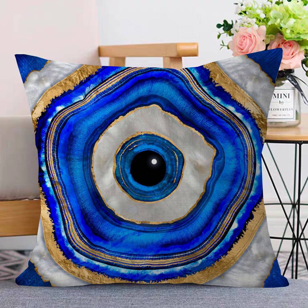 トルコブルーハート邪眼クッションカバーインチファームハウス装 - Home Textiles Turkey のレビューと価格