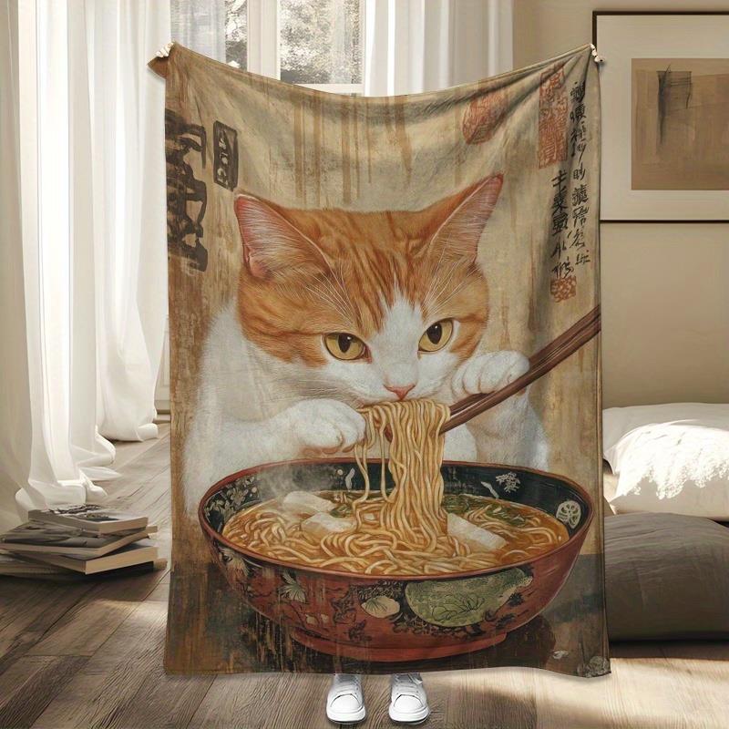 黄色い猫のアニメ柄フランネルプリントブランケットは、オールシ - Home Textiles Images のレビューと価格