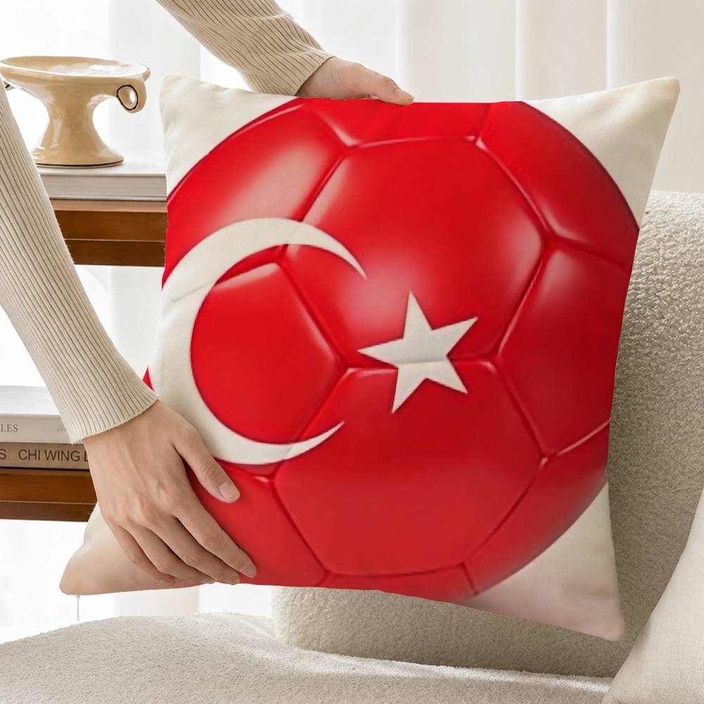 トルコ国旗柄コットンリネン正方形枕カバー ホームデコレーショ - Home Textiles Turkey のレビューと価格