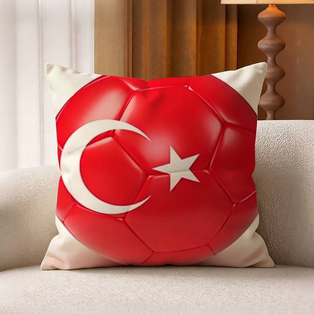 トルコ国旗柄コットンリネン正方形枕カバー ホームデコレーショ - Home Textiles Turkey のレビューと価格