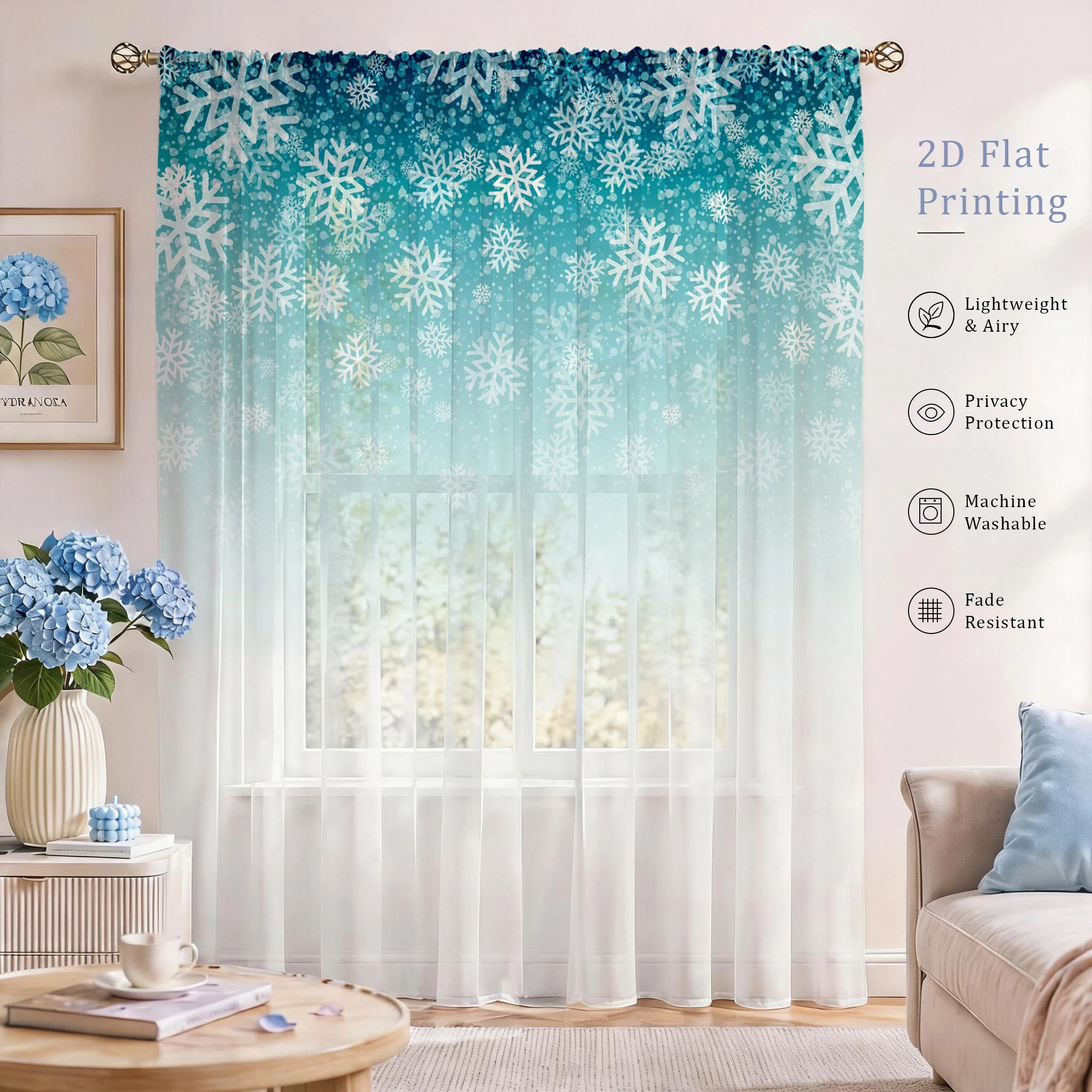 花柄グラデーションシアーカーテン、高品質遮光プライバシーボイ - Curtain Sheer Voile のレビューと価格