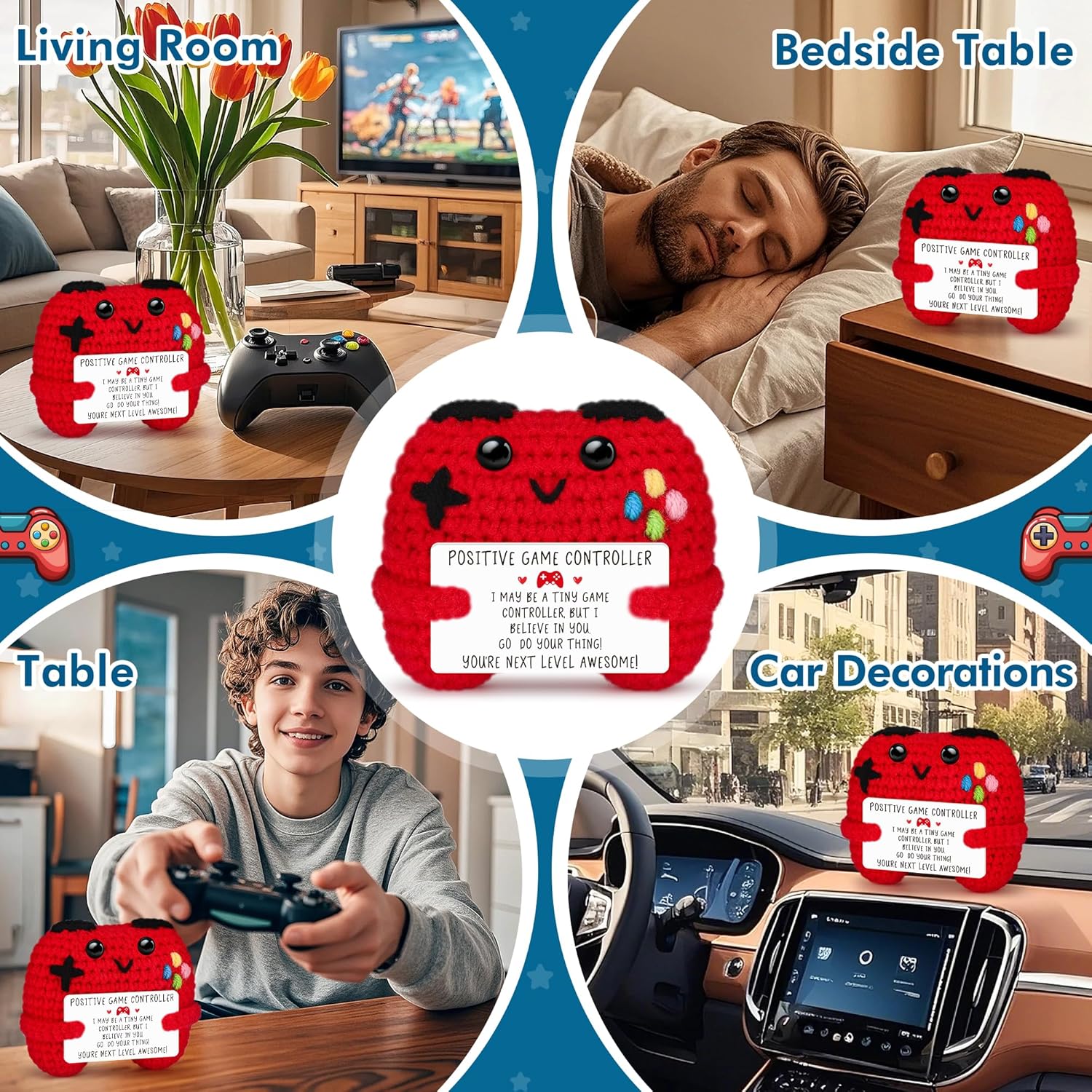 面白い感情的なサポートポジティブかぎ針編みゲームコントローラ - Home And Textiles Today のレビューと価格