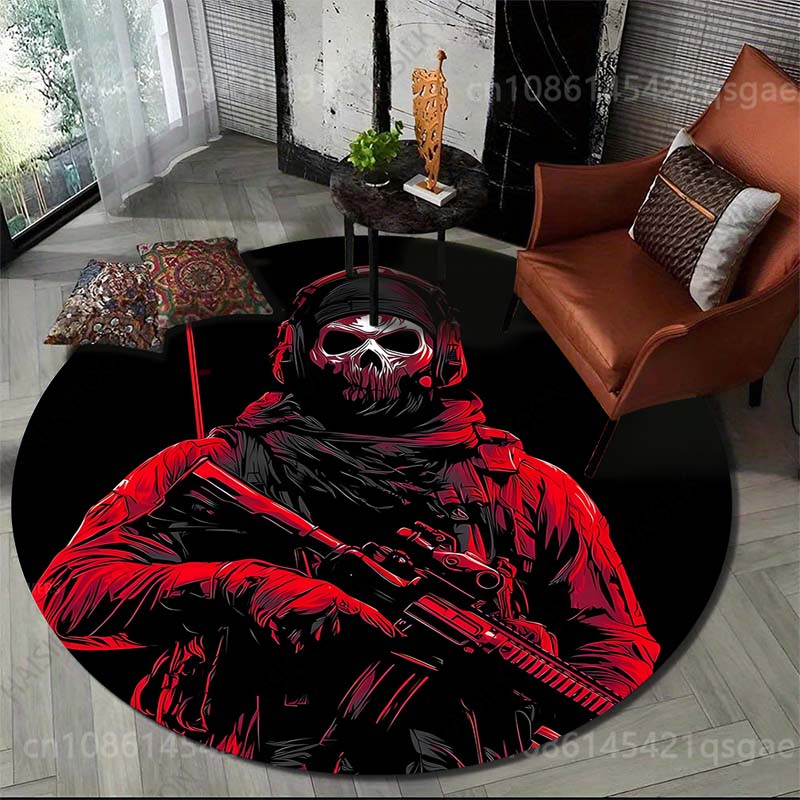 複数のサイズ展開、頭蓋骨マスクをかぶった兵士のイメージプリン - Home Textiles Images のレビューと価格