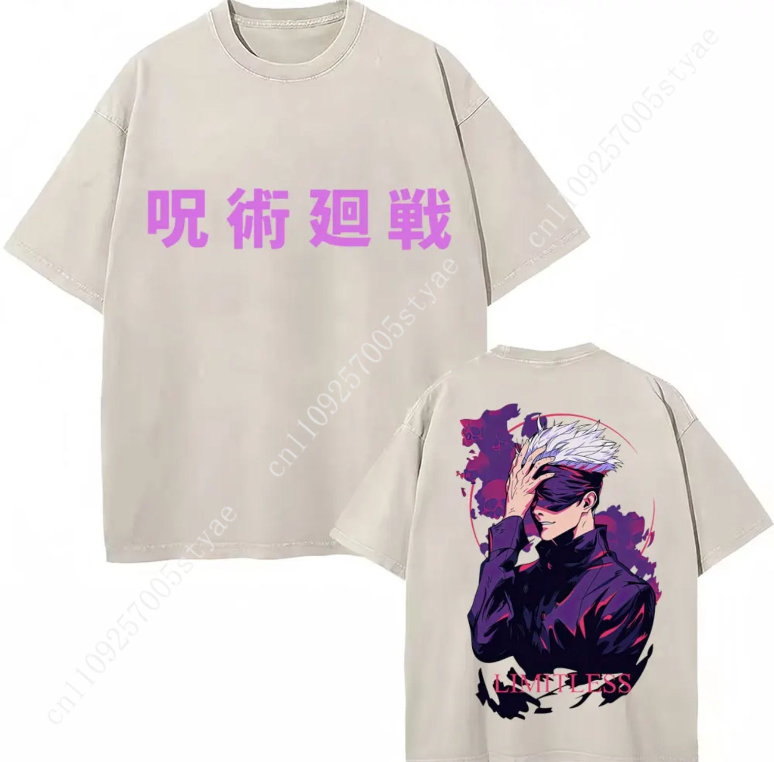 日本アニメ呪術廻戦ウォッシュドTシャツ五条悟ゲトスグールTシ - Quilt Cotton Summer のレビューと価格