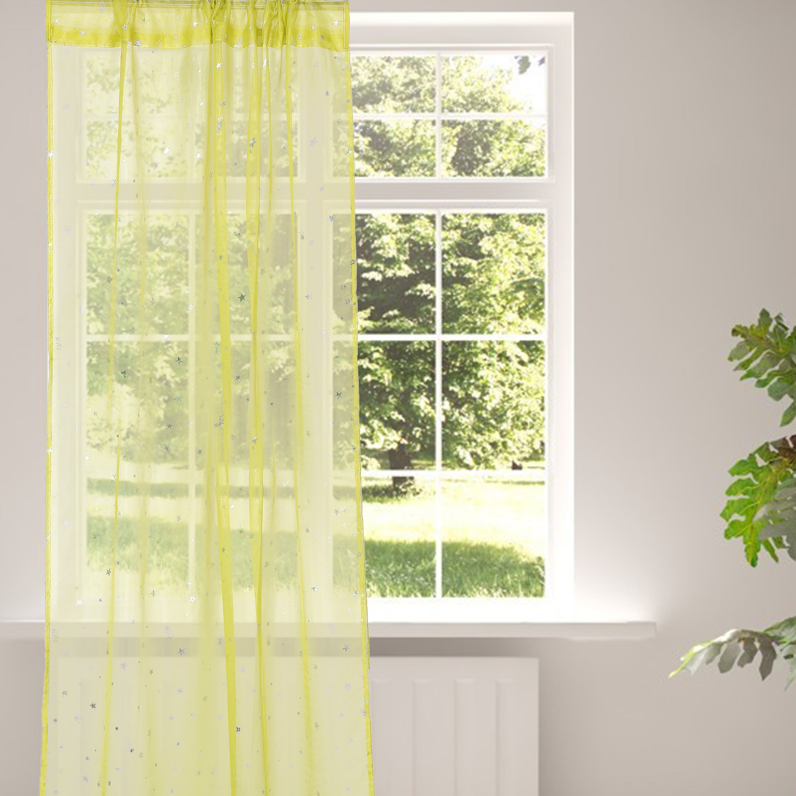 シルバースターフォイルシアーカーテングリーンサイズ100x2 - Curtain Sheer Voile のレビューと価格