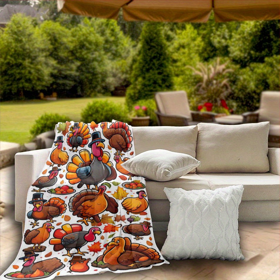 トルコ感謝祭ブランケット 秋のテーマ 漫画デザイン ソフトフ - Home Textiles Turkey のレビューと価格