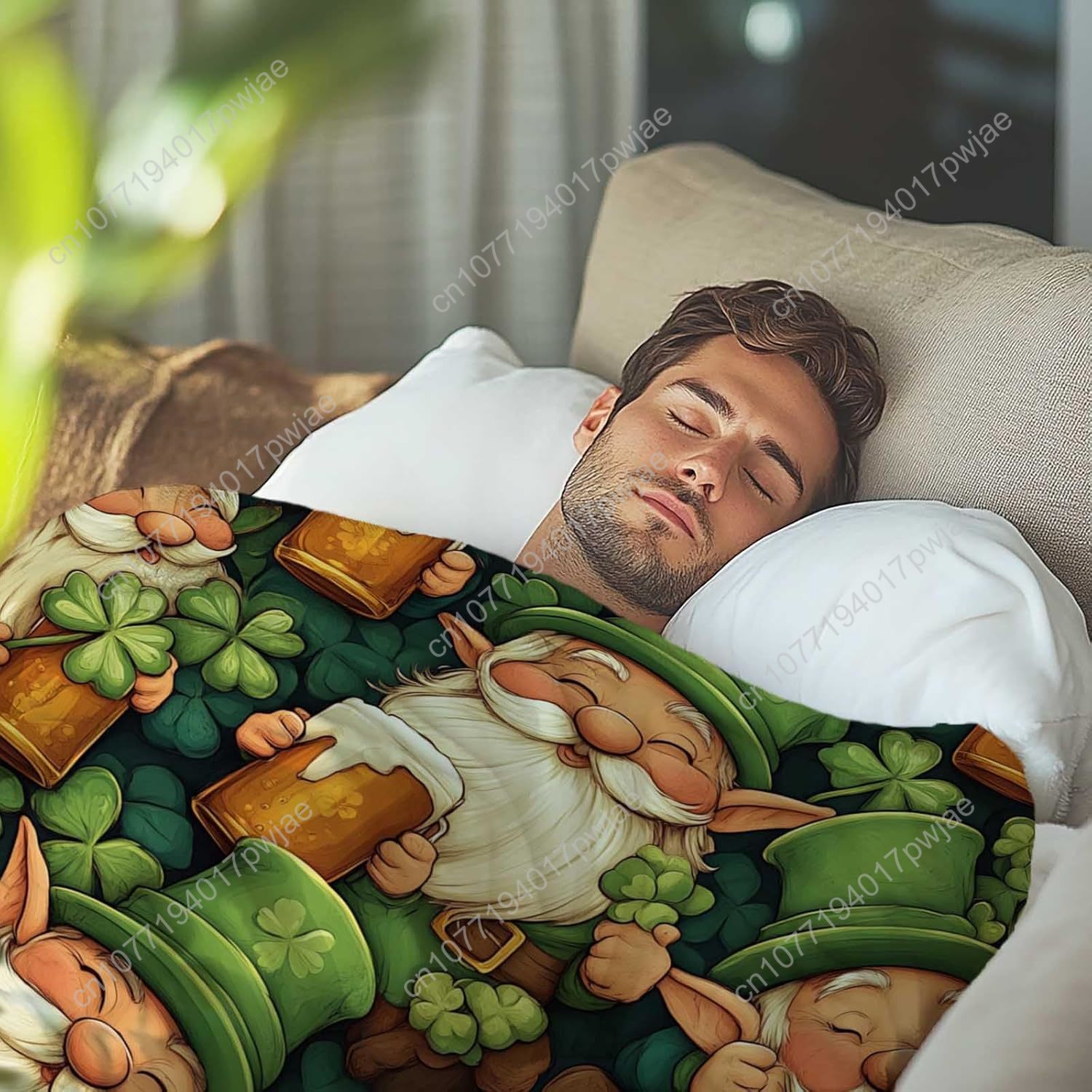 聖パトリックの日ノーム柄スローブランケット、ビールジョッキと - Home And Textiles Today のレビューと価格