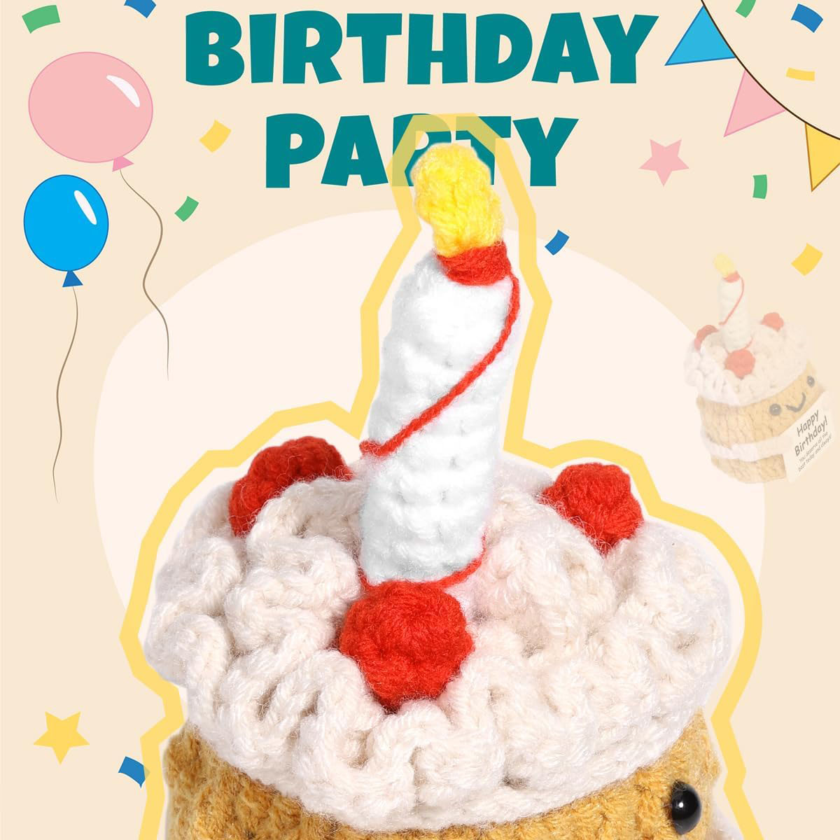 新しい面白い感情を伝えるポジティブな編みぐるみケーキ人形クリ - Home And Textiles Today のレビューと価格