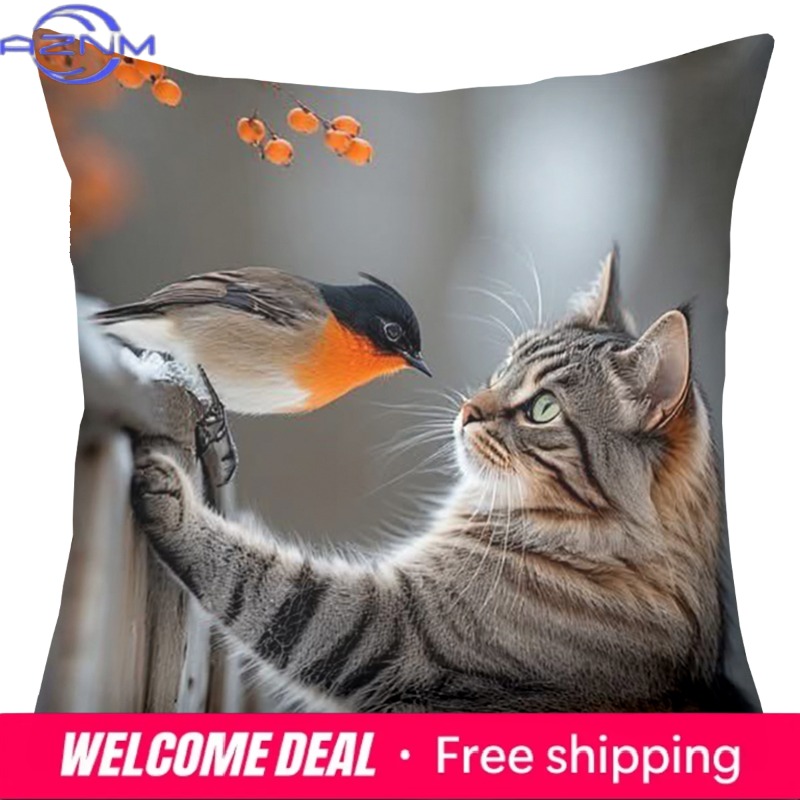 かわいい猫の枕、さまざまな猫の画像が入った家庭用ポリエステル - Home Textiles Images のレビューと価格