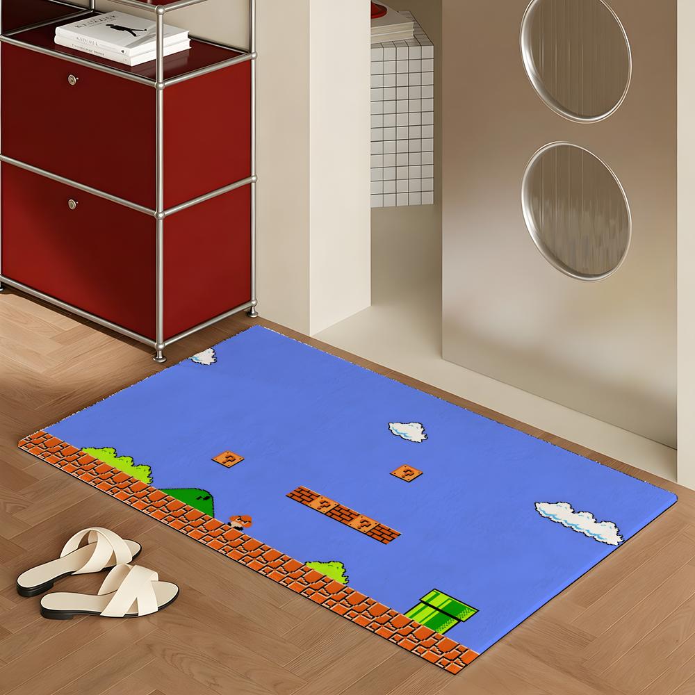 アニメピクセル画像フロアマットソフトフランネルラグノンスリッ - Home Textiles Images のレビューと価格