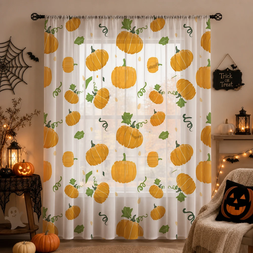 ハロウィン用シアーカーテン ロッドポケット付き ハロウィンギ - Curtain Sheer Voile のレビューと価格