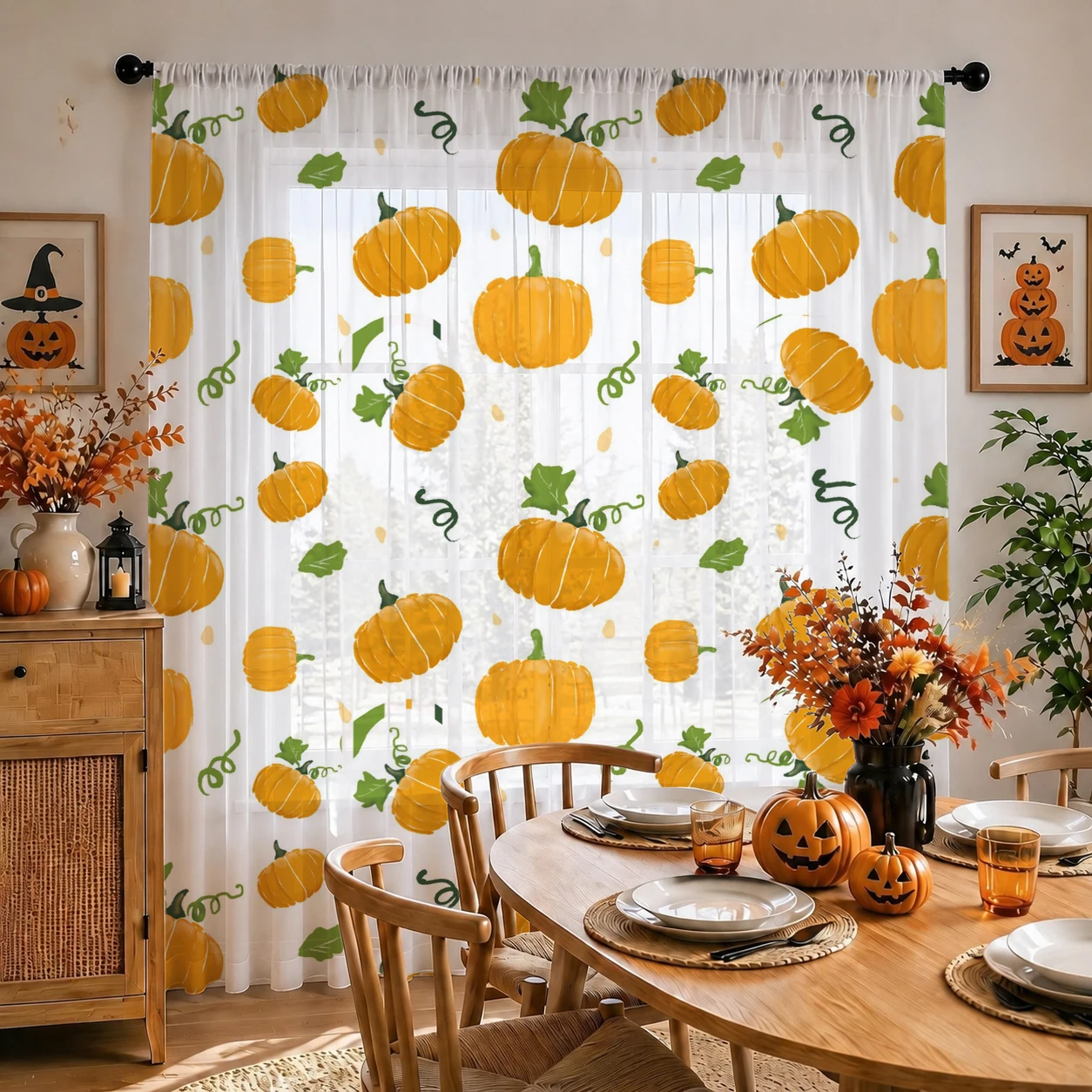 ハロウィン用シアーカーテン ロッドポケット付き ハロウィンギ - Curtain Sheer Voile のレビューと価格