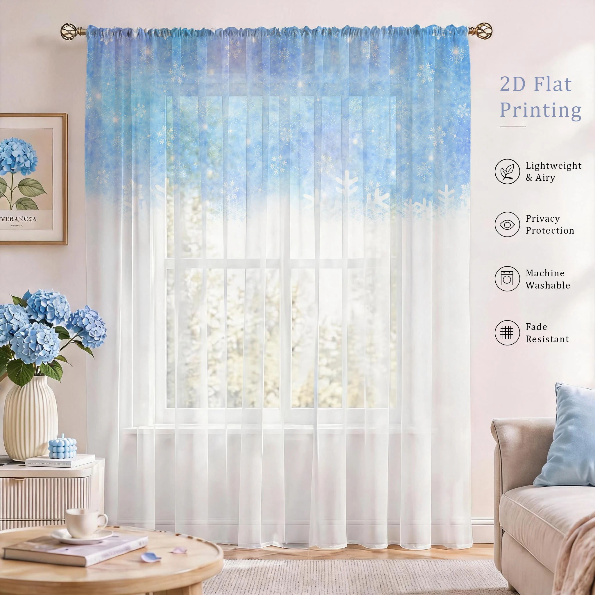 花柄グラデーションシアーカーテン、高品質遮光プライバシーボイ - Curtain Sheer Voile のレビューと価格